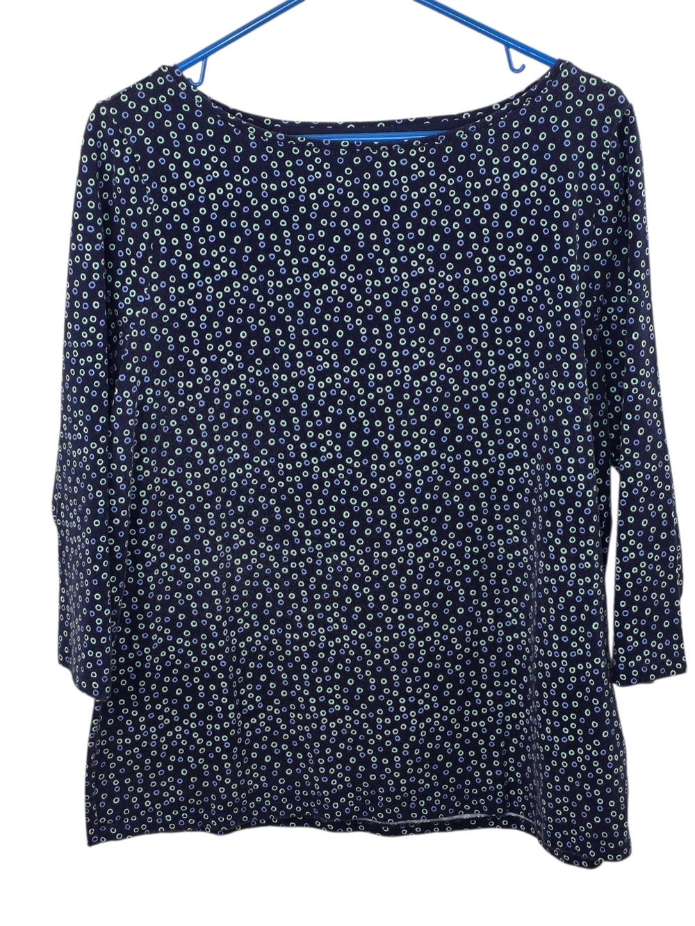 Talbots The Talbots Tee Navy Blue Dot Print 3/4 Sleeve Top Size 1X - Picture 2 of 7